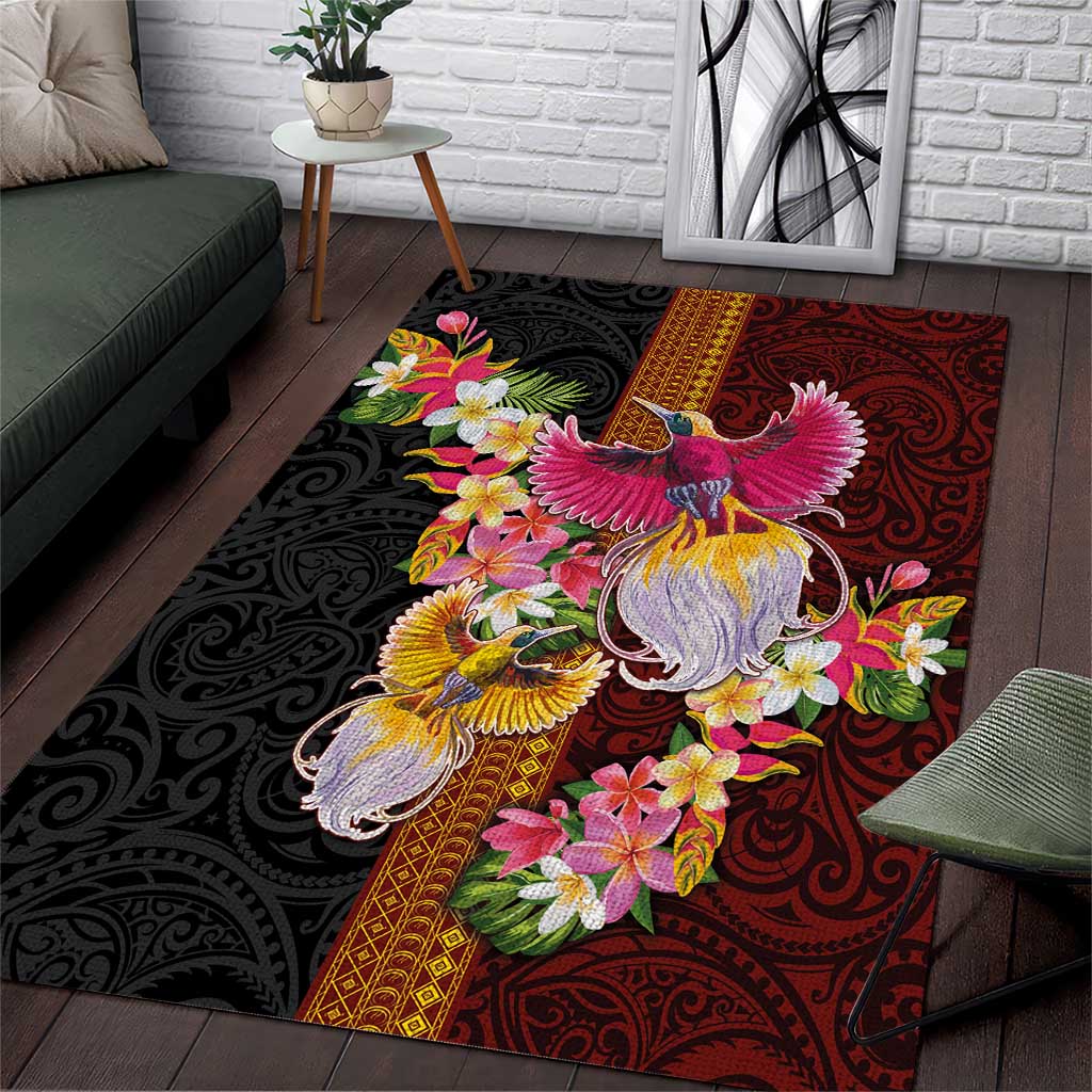 Papua New Guinea Birds and Frangipani Area Rug Melanesian Art Tattoos - Polynesian Pride