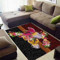 Papua New Guinea Birds and Frangipani Area Rug Melanesian Art Tattoos - Polynesian Pride