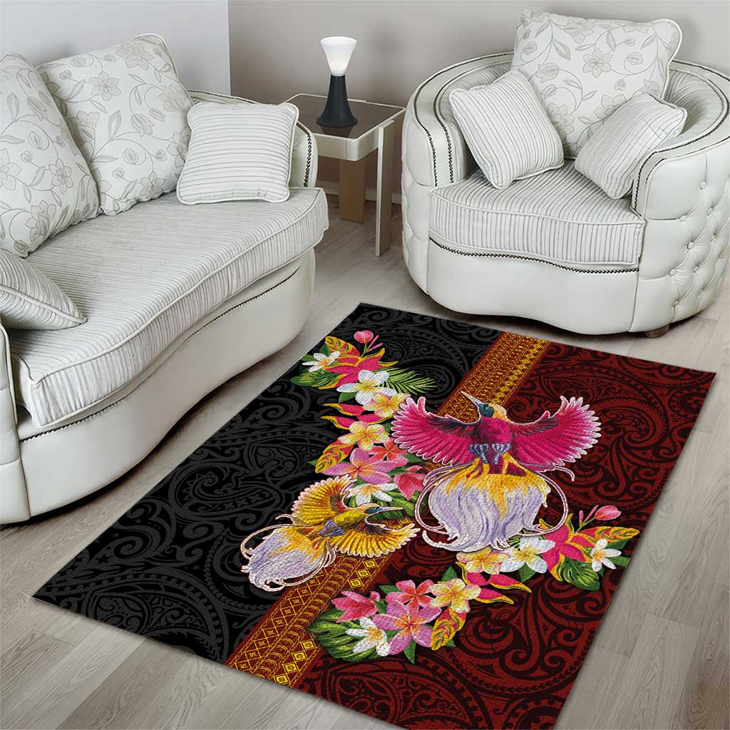 Papua New Guinea Birds and Frangipani Area Rug Melanesian Art Tattoos - Polynesian Pride