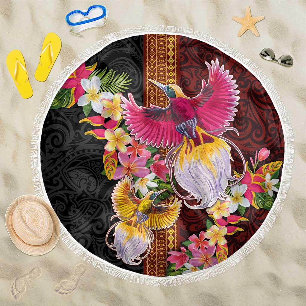 Papua New Guinea Birds and Frangipani Beach Blanket Melanesian Art Tattoos - Polynesian Pride