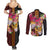 Papua New Guinea Birds and Frangipani Couples Matching Summer Maxi Dress and Long Sleeve Button Shirt Melanesian Art Tattoos - Polynesian Pride