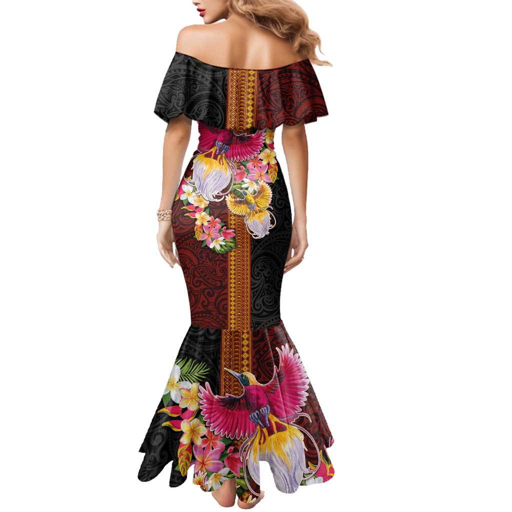 Papua New Guinea Birds and Frangipani Family Matching Mermaid Dress and Hawaiian Shirt Melanesian Art Tattoos - Polynesian Pride