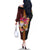 Papua New Guinea Birds and Frangipani Family Matching Off The Shoulder Long Sleeve Dress and Hawaiian Shirt Melanesian Art Tattoos - Polynesian Pride
