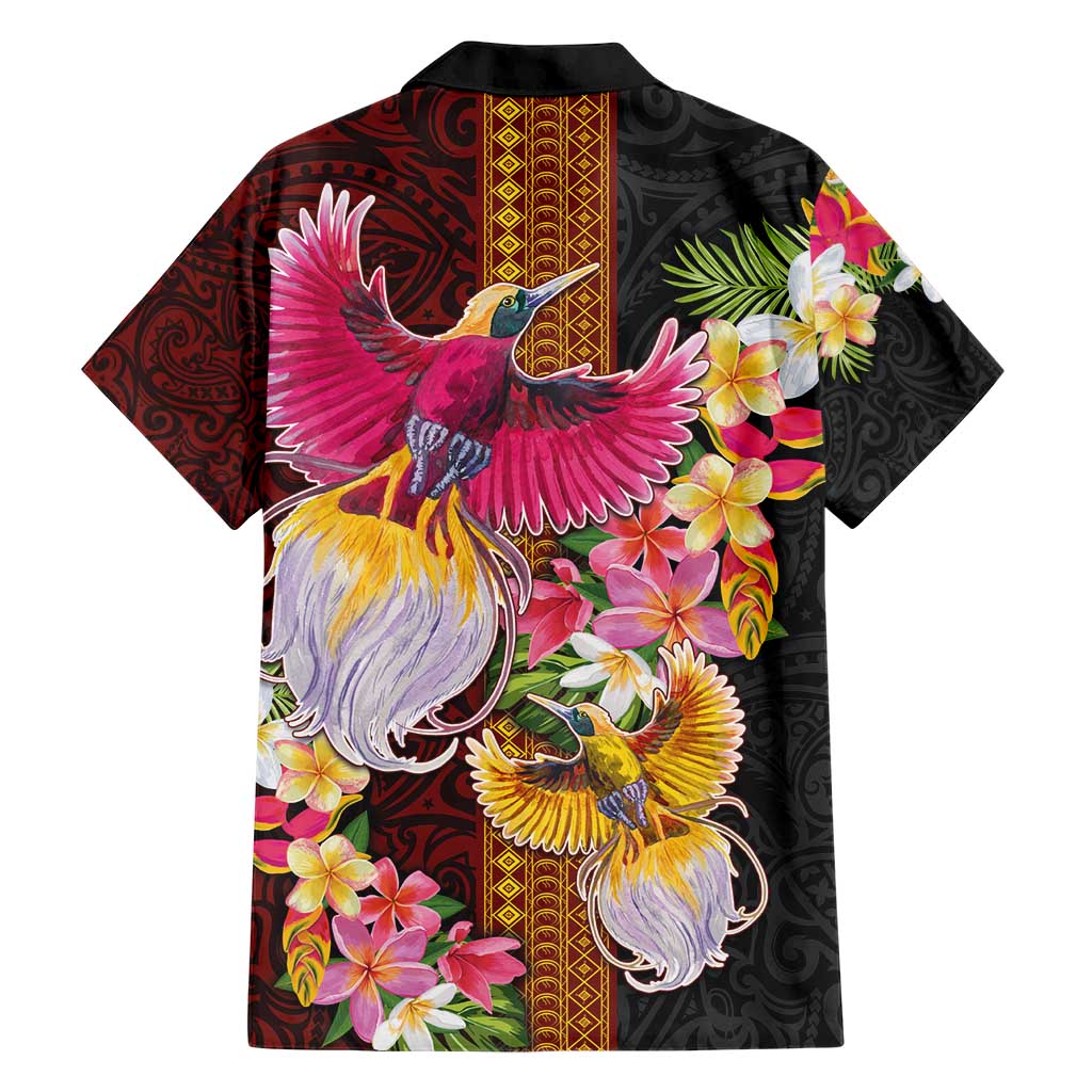 Papua New Guinea Birds and Frangipani Family Matching Short Sleeve Bodycon Dress and Hawaiian Shirt Melanesian Art Tattoos - Polynesian Pride