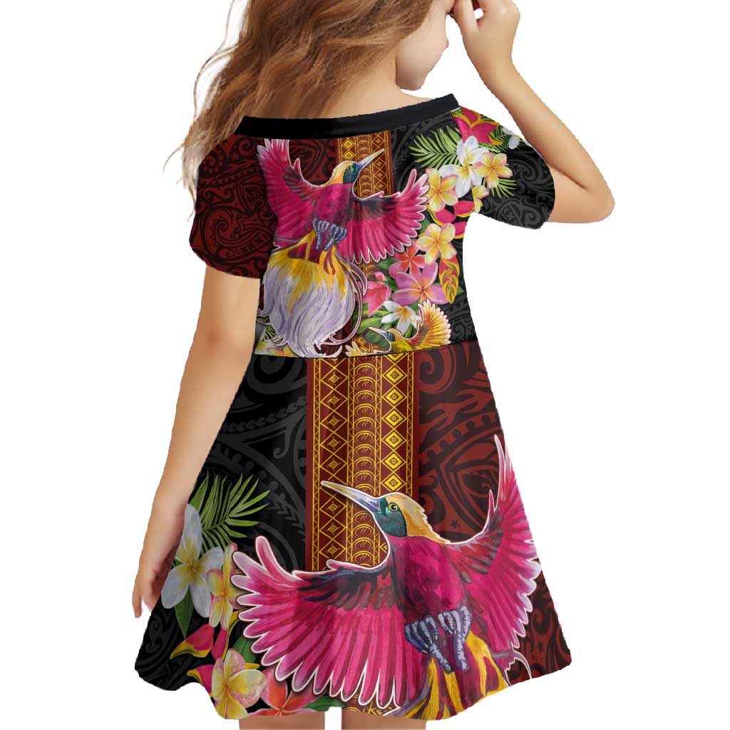 Papua New Guinea Birds and Frangipani Family Matching Summer Maxi Dress and Hawaiian Shirt Melanesian Art Tattoos LT03 - Polynesian Pride
