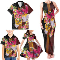 Papua New Guinea Birds and Frangipani Family Matching Tank Maxi Dress and Hawaiian Shirt Melanesian Art Tattoos - Polynesian Pride