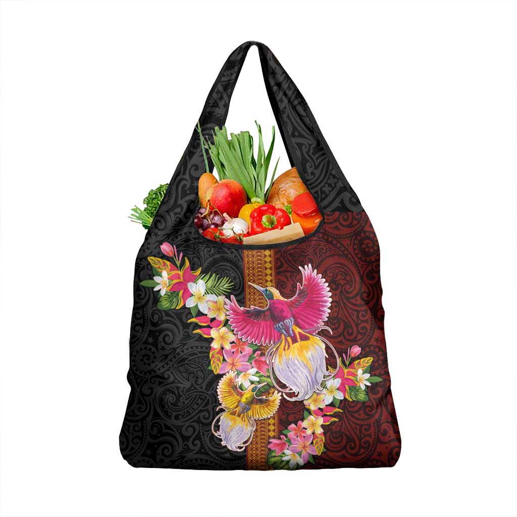 Papua New Guinea Birds and Frangipani Grocery Bag Melanesian Art Tattoos - Polynesian Pride
