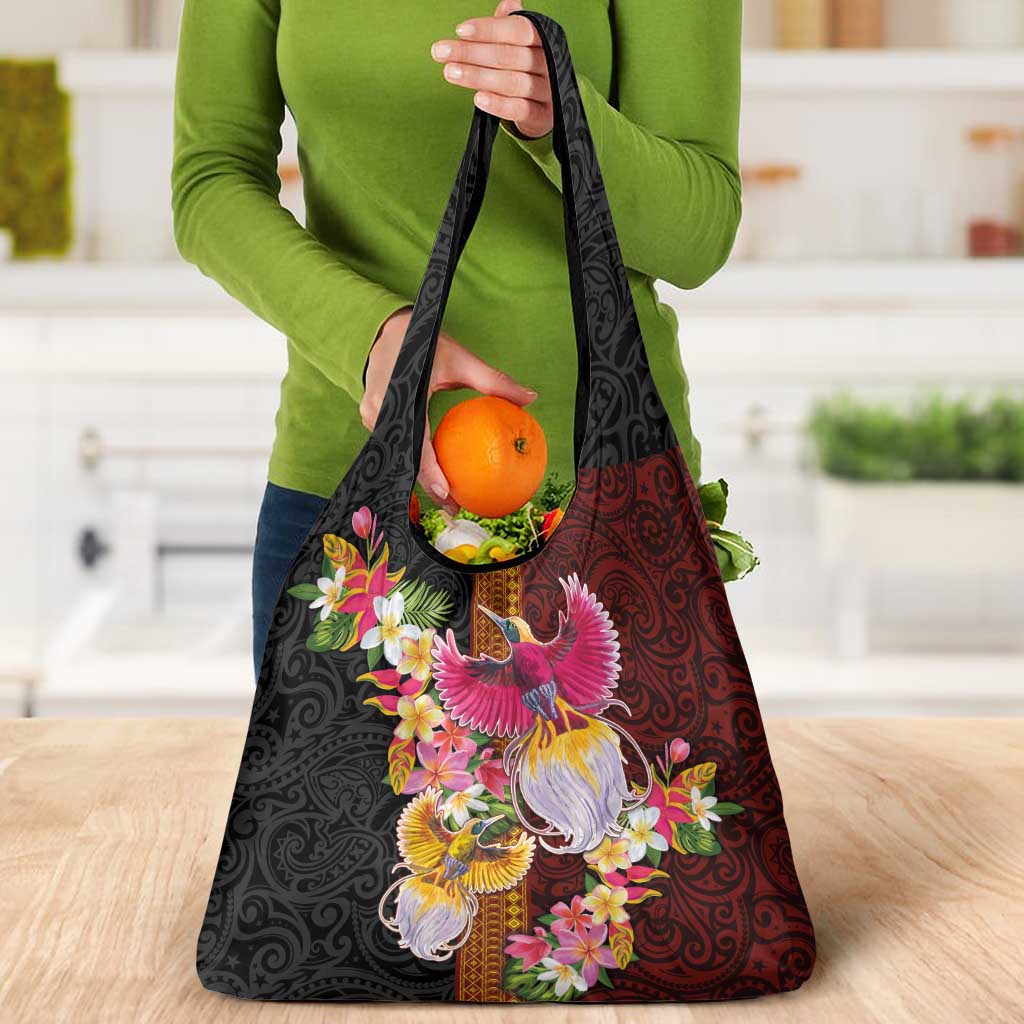 Papua New Guinea Birds and Frangipani Grocery Bag Melanesian Art Tattoos - Polynesian Pride
