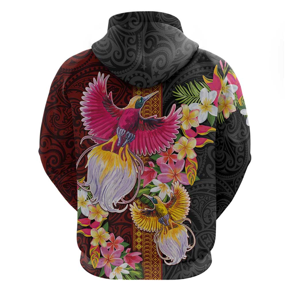 Papua New Guinea Birds and Frangipani Hoodie Melanesian Art Tattoos - Polynesian Pride