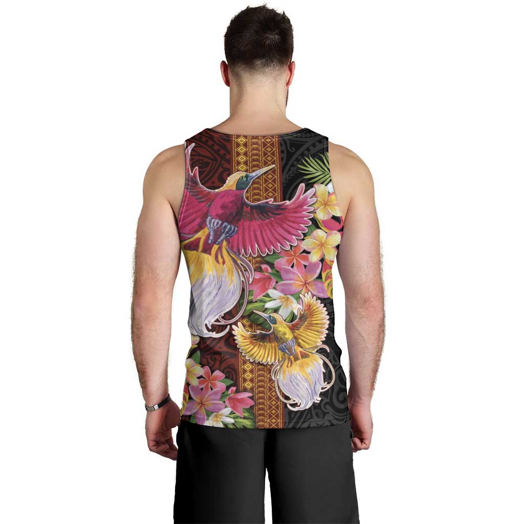 Papua New Guinea Birds and Frangipani Men Tank Top Melanesian Art Tattoos - Polynesian Pride