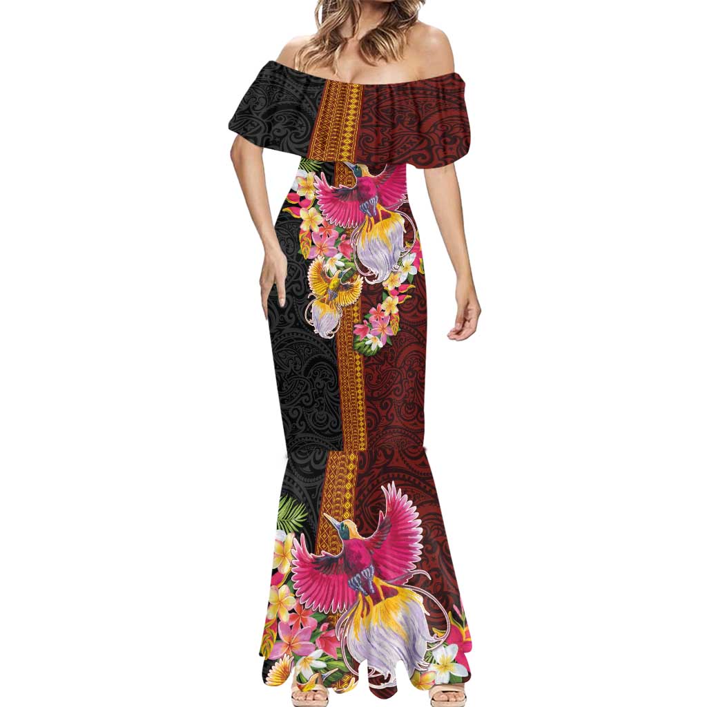 Papua New Guinea Birds and Frangipani Mermaid Dress Melanesian Art Tattoos - Polynesian Pride