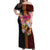 Papua New Guinea Birds and Frangipani Off Shoulder Maxi Dress Melanesian Art Tattoos - Polynesian Pride