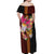 Papua New Guinea Birds and Frangipani Off Shoulder Maxi Dress Melanesian Art Tattoos - Polynesian Pride