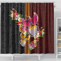 Papua New Guinea Birds and Frangipani Shower Curtain Melanesian Art Tattoos - Polynesian Pride