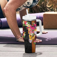Papua New Guinea Birds and Frangipani Tumbler With Handle Melanesian Art Tattoos - Polynesian Pride