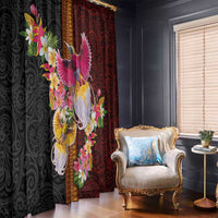Papua New Guinea Birds and Frangipani Window Curtain Melanesian Art Tattoos - Polynesian Pride