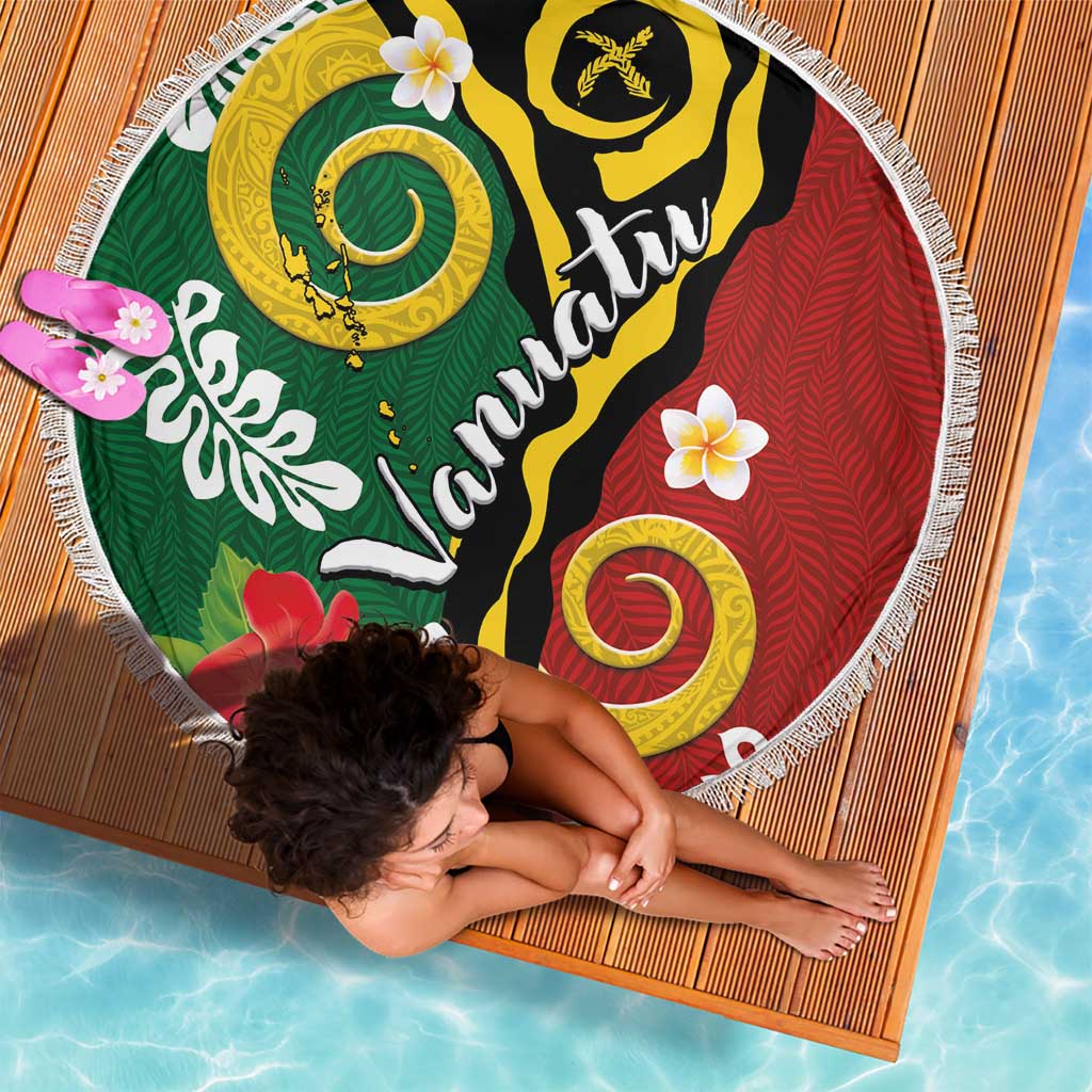 Melanesian Vanuatu Tribal Boar Tusk Beach Blanket Tropical Plants and Namele Motifs - Polynesian Pride