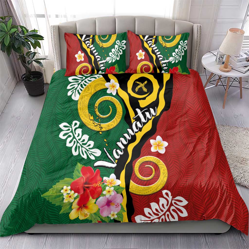 Melanesian Vanuatu Tribal Boar Tusk Bedding Set Tropical Plants and Namele Motifs - Polynesian Pride