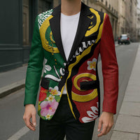 Melanesian Vanuatu Tribal Boar Tusk Blazer Tropical Plants and Namele Motifs - Polynesian Pride