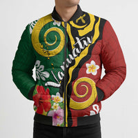 Melanesian Vanuatu Tribal Boar Tusk Bomber Puffer Jacket Tropical Plants and Namele Motifs - Polynesian Pride
