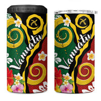 Melanesian Vanuatu Tribal Boar Tusk 4 in 1 Can Cooler Tumbler Tropical Plants and Namele Motifs - Polynesian Pride