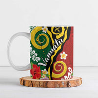Melanesian Vanuatu Tribal Boar Tusk Ceramic Mug Tropical Plants and Namele Motifs - Polynesian Pride