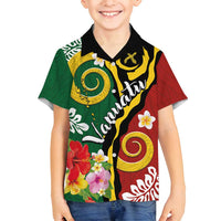 Melanesian Vanuatu Tribal Boar Tusk Family Matching Long Sleeve Bodycon Dress and Hawaiian Shirt Tropical Plants and Namele Motifs - Polynesian Pride