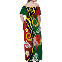 Melanesian Vanuatu Tribal Boar Tusk Family Matching Off Shoulder Maxi Dress and Hawaiian Shirt Tropical Plants and Namele Motifs - Polynesian Pride