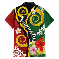 Melanesian Vanuatu Tribal Boar Tusk Family Matching Short Sleeve Bodycon Dress and Hawaiian Shirt Tropical Plants and Namele Motifs - Polynesian Pride