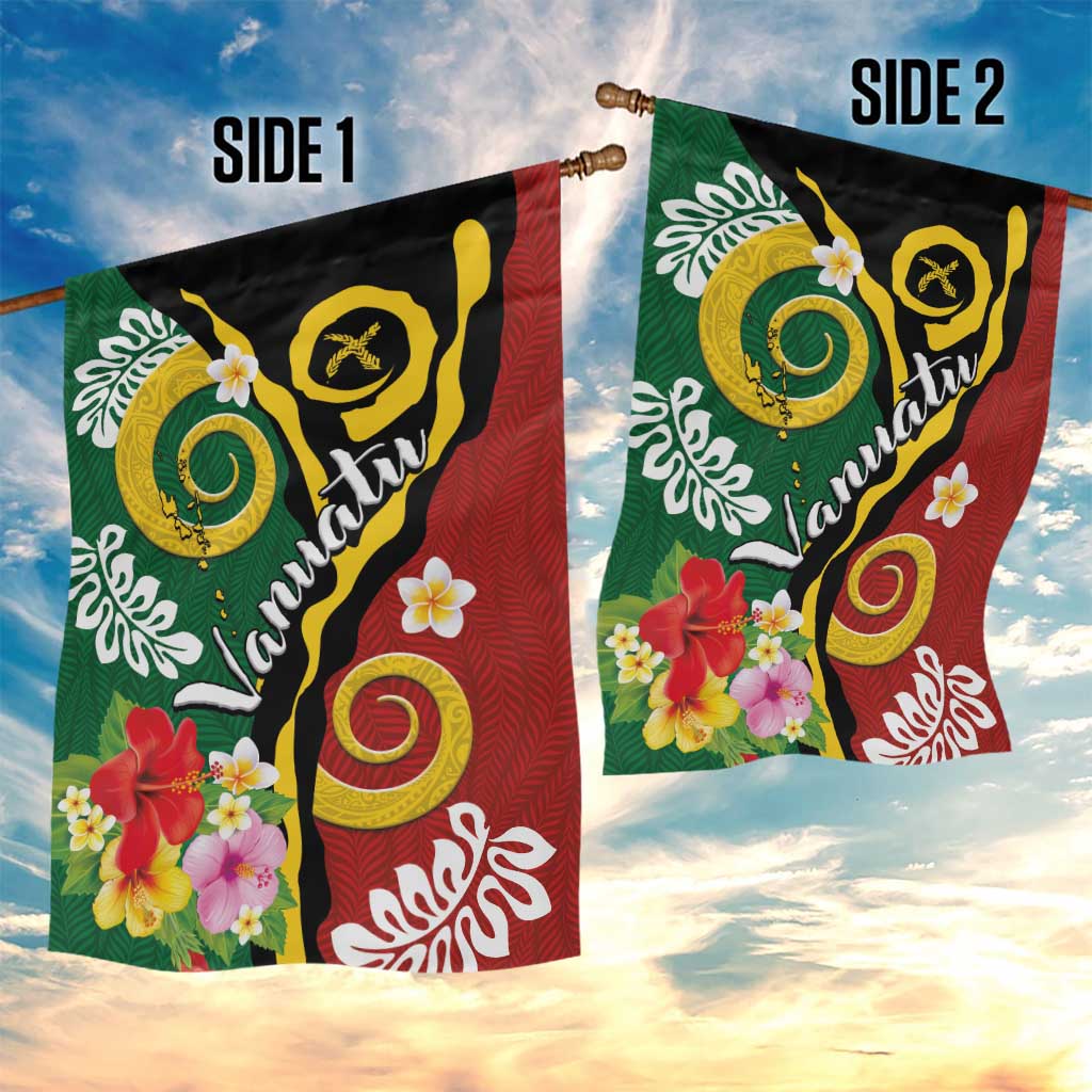 Melanesian Vanuatu Tribal Boar Tusk Garden Flag Tropical Plants and Namele Motifs - Polynesian Pride