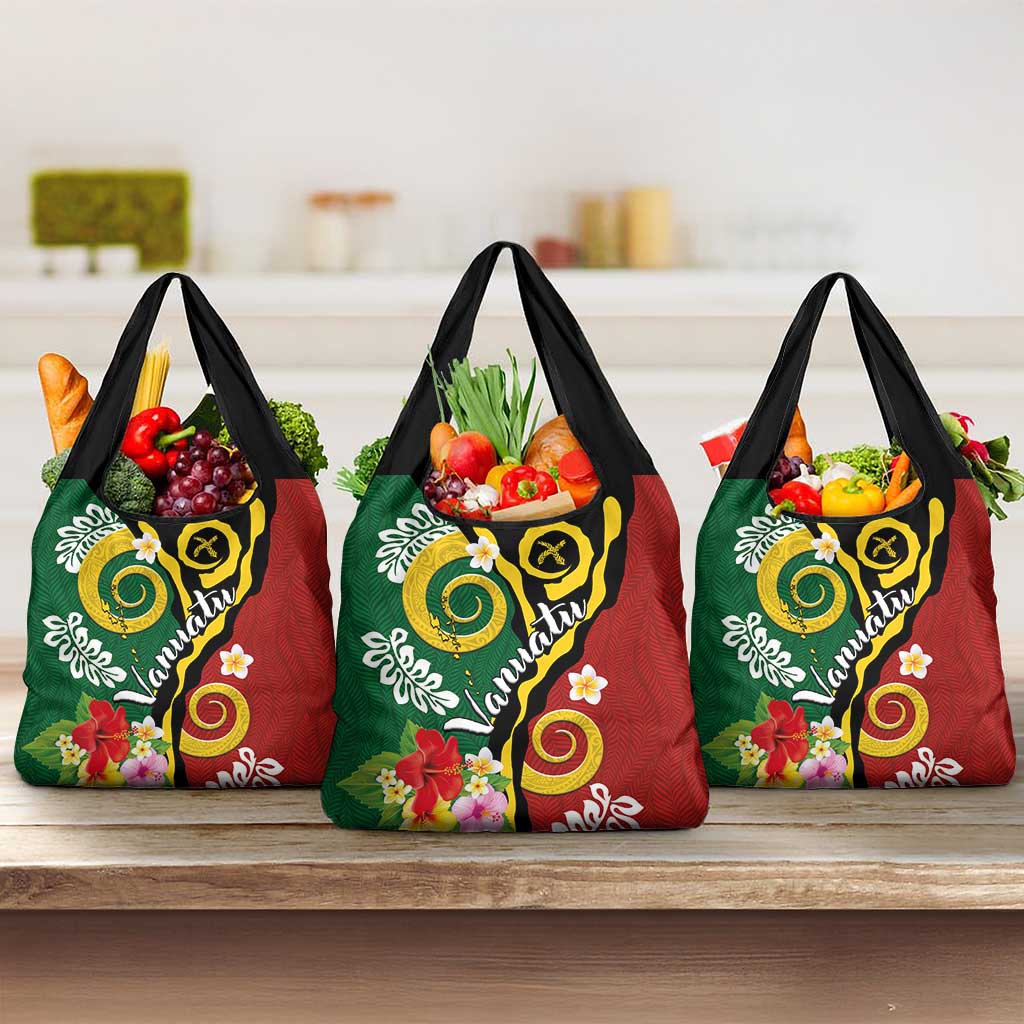 Melanesian Vanuatu Tribal Boar Tusk Grocery Bag Tropical Plants and Namele Motifs - Polynesian Pride