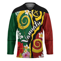 Melanesian Vanuatu Tribal Boar Tusk Hockey Jersey Tropical Plants and Namele Motifs - Polynesian Pride