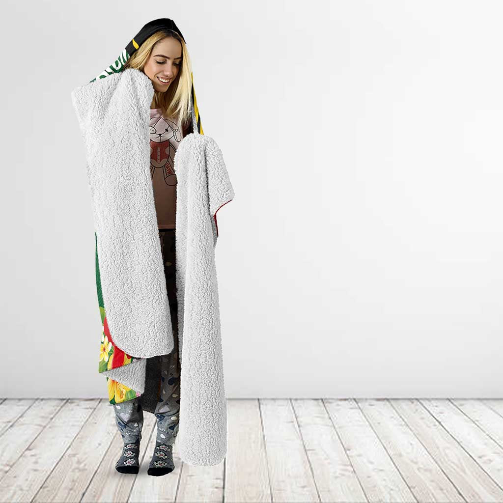 Melanesian Vanuatu Tribal Boar Tusk Hooded Blanket Tropical Plants and Namele Motifs - Polynesian Pride