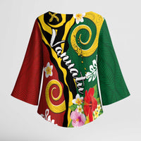 Melanesian Vanuatu Tribal Boar Tusk Kimono Sleeve Blouse Tropical Plants and Namele Motifs - Polynesian Pride