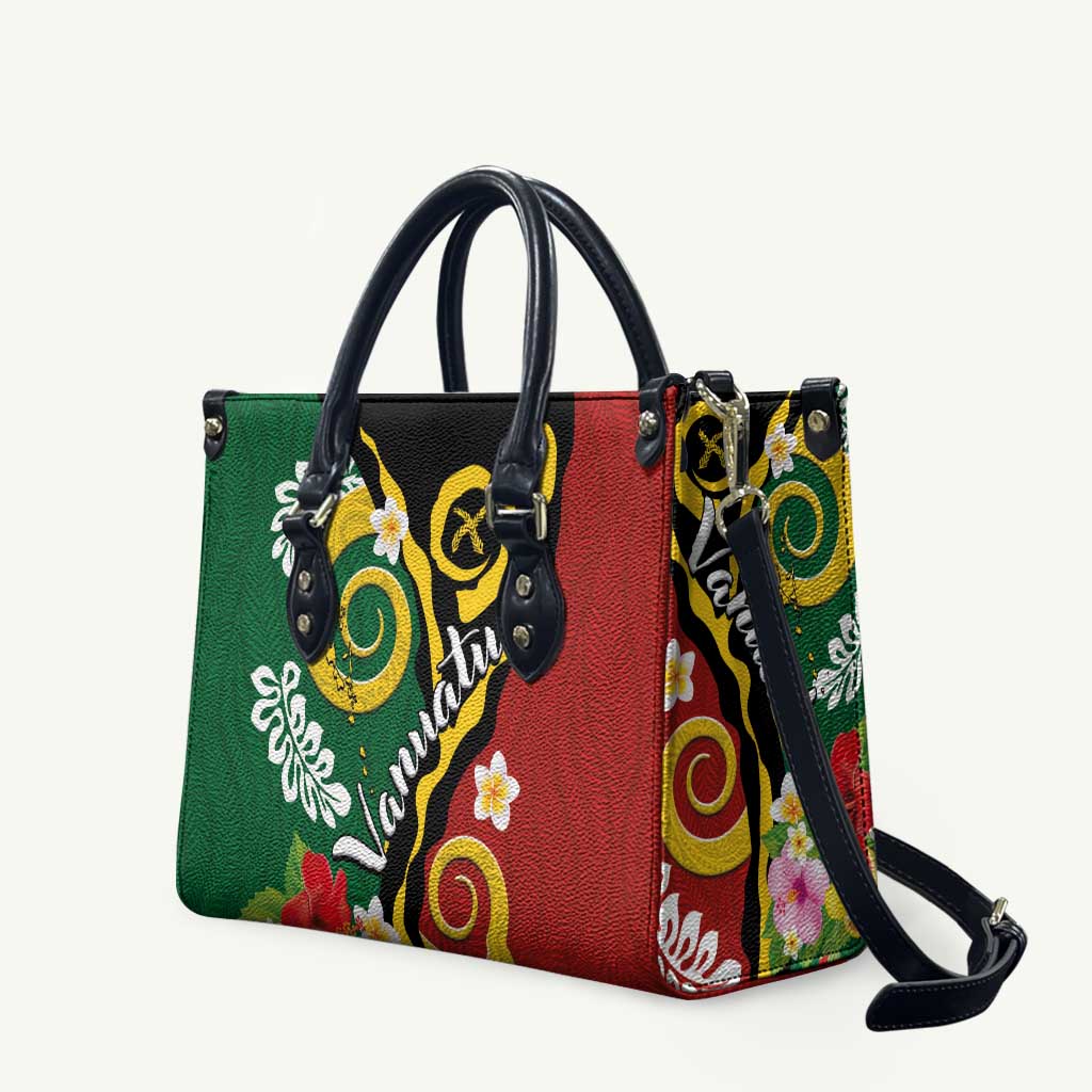 Melanesian Vanuatu Tribal Boar Tusk Leather Bag Tropical Plants and Namele Motifs - Polynesian Pride