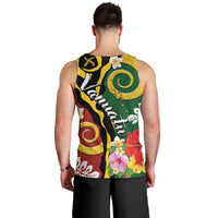 Melanesian Vanuatu Tribal Boar Tusk Men Tank Top Tropical Plants and Namele Motifs - Polynesian Pride