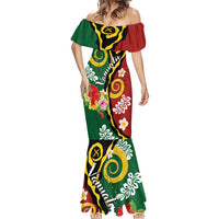 Melanesian Vanuatu Tribal Boar Tusk Mermaid Dress Tropical Plants and Namele Motifs - Polynesian Pride