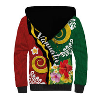 Melanesian Vanuatu Tribal Boar Tusk Sherpa Hoodie Tropical Plants and Namele Motifs - Polynesian Pride