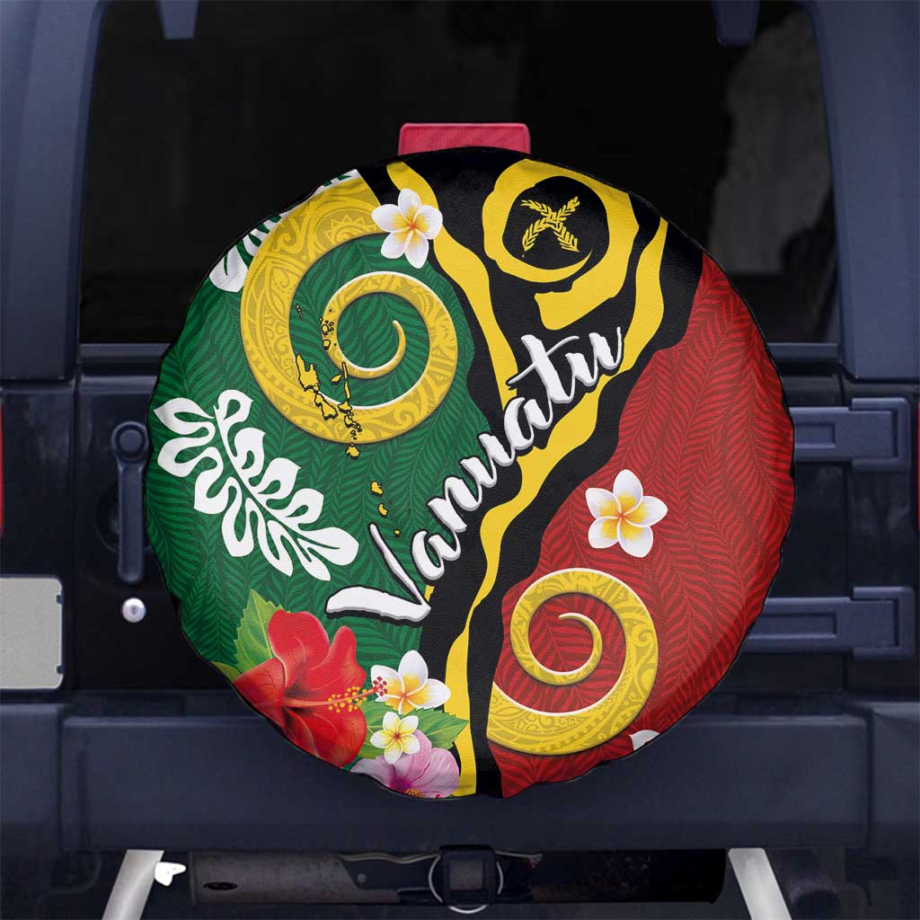 Melanesian Vanuatu Tribal Boar Tusk Spare Tire Cover Tropical Plants and Namele Motifs - Polynesian Pride