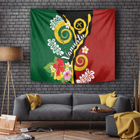 Melanesian Vanuatu Tribal Boar Tusk Tapestry Tropical Plants and Namele Motifs - Polynesian Pride