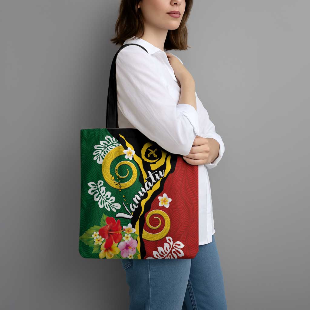 Melanesian Vanuatu Tribal Boar Tusk Tote Bag Tropical Plants and Namele Motifs - Polynesian Pride