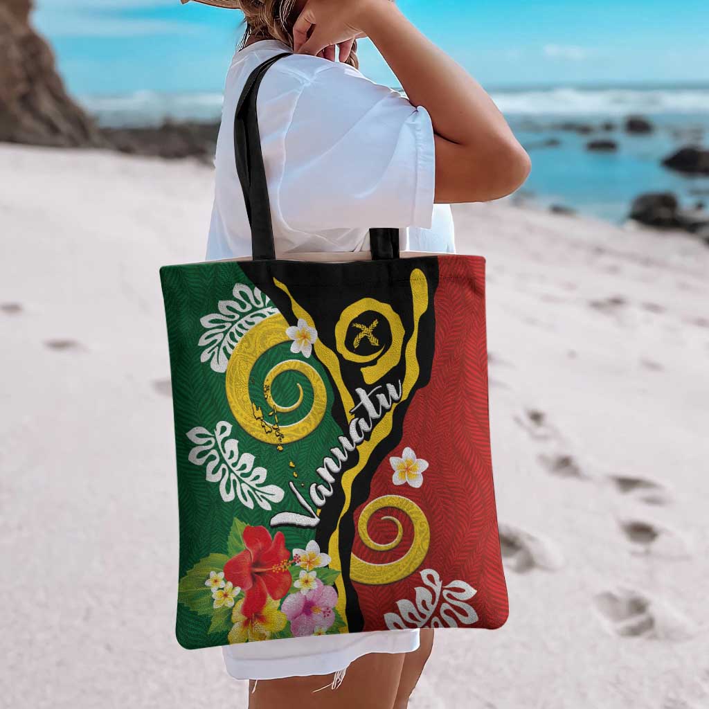 Melanesian Vanuatu Tribal Boar Tusk Tote Bag Tropical Plants and Namele Motifs - Polynesian Pride