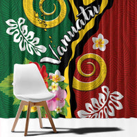 Melanesian Vanuatu Tribal Boar Tusk Window Curtain Tropical Plants and Namele Motifs - Polynesian Pride