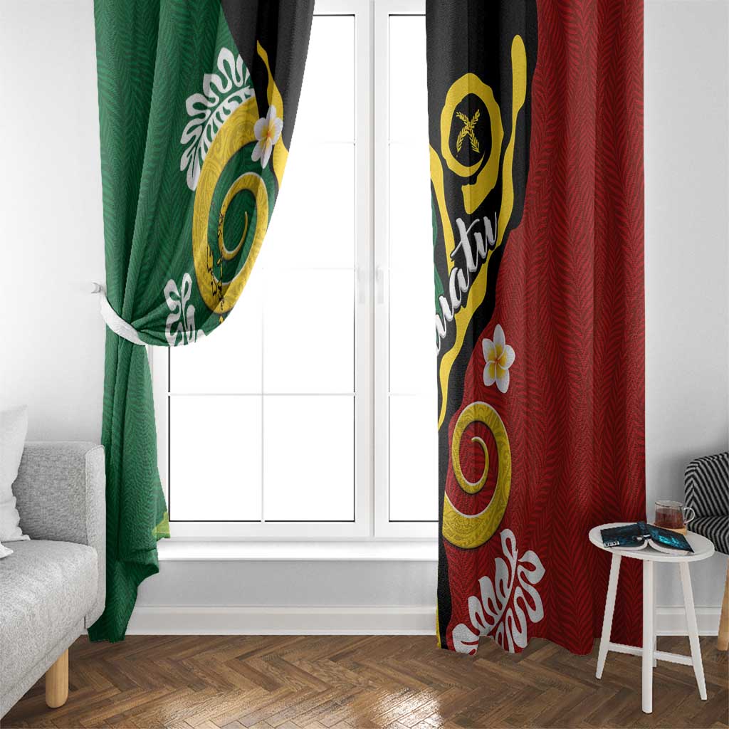 Melanesian Vanuatu Tribal Boar Tusk Window Curtain Tropical Plants and Namele Motifs - Polynesian Pride