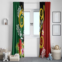 Melanesian Vanuatu Tribal Boar Tusk Window Curtain Tropical Plants and Namele Motifs - Polynesian Pride