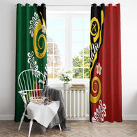 Melanesian Vanuatu Tribal Boar Tusk Window Curtain Tropical Plants and Namele Motifs - Polynesian Pride