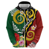 Melanesian Vanuatu Tribal Boar Tusk Zip Hoodie Tropical Plants and Namele Motifs - Polynesian Pride