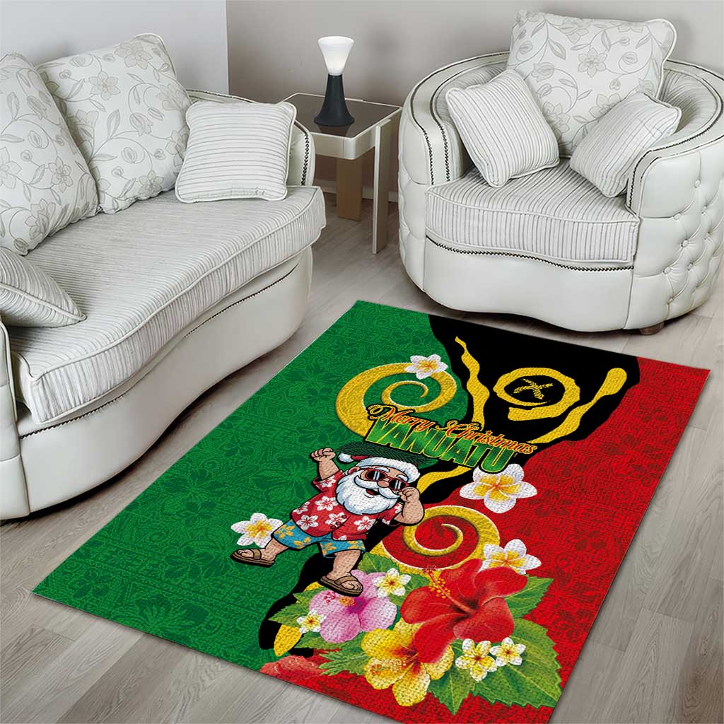 Vanuatu Christmas Area Rug Funny Santa with Namele and Boar Tusk Tribal - Polynesian Pride
