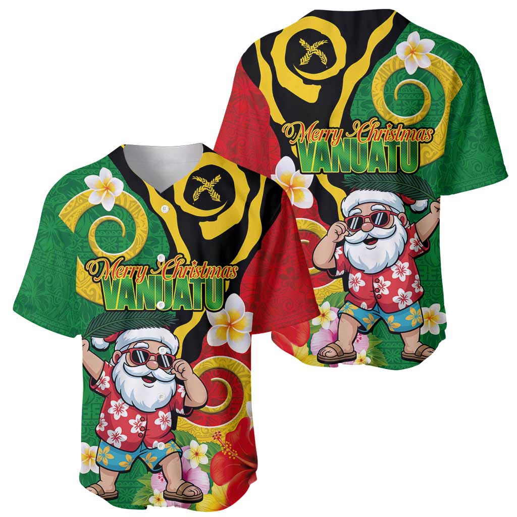 Vanuatu Christmas Baseball Jersey Funny Santa with Namele and Boar Tusk Tribal - Polynesian Pride