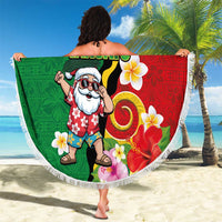 Vanuatu Christmas Beach Blanket Funny Santa with Namele and Boar Tusk Tribal - Polynesian Pride